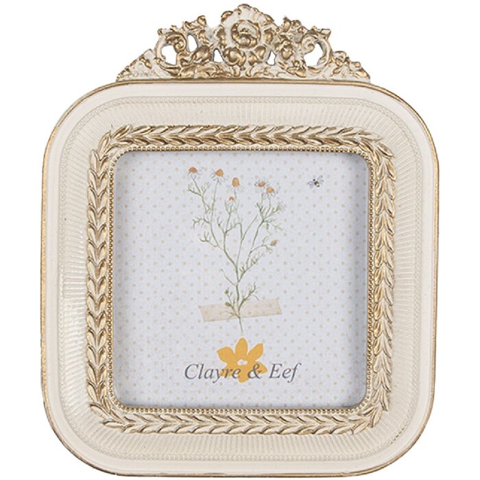 Clayre & Eef 2F1059 Фоторамка 11x2x13 см / 9x9 см цветное белое золото