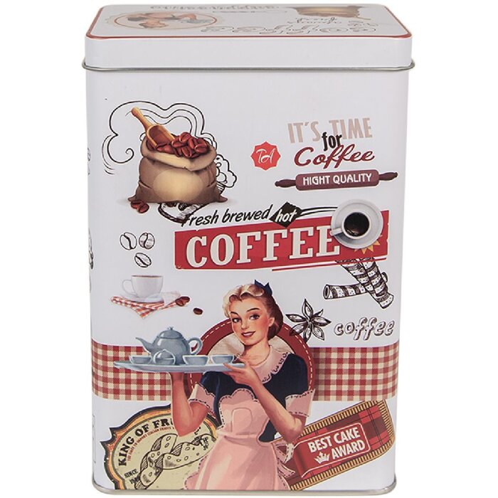 Clayre & Eef 6BL0128 Бляшанка Олово Білий Червоний 8x12x19 см