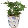 Горшок для цветов Clayre & Eef 6CE1658L Ø 16x16 см бежево-голубой винтажный цветочный узор