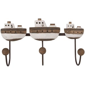 Clayre & Eef 6H2332 Вешалка бело-коричневая 38x10x20 см