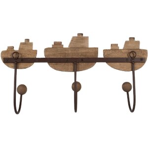 Clayre & Eef 6H2332 Вешалка бело-коричневая 38x10x20 см