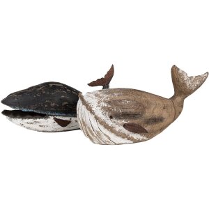 Clayre & Eef 6H2341 Украшение Кит 39x15x21 см коричневый белый