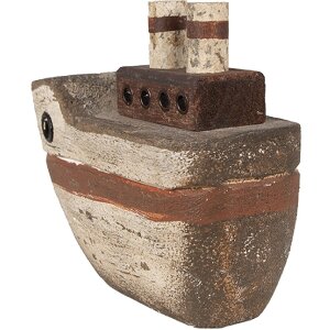 Clayre & Eef 6H2352 Декоративная лодка 15x6x12 см бежево-коричневая - морской колорит