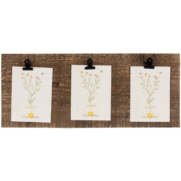 Clayre & Eef 6H2361 Фоторамка 3 затискача 36x3x15 см, коричнева