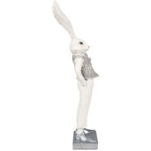 Clayre & Eef 6PR4047 Декоративный кролик белый серебристый 9x13x36 см