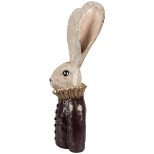 Clayre & Eef 6PR4089 Декоративний кролик біле золото 16x14x42 см