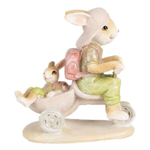 Clayre & Eef 6PR4108 Украшение "Кролик на трехколесном велосипеде" 11x6x12 см коричневый