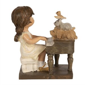 Декоративная фигурка Clayre & Eef 6PR5029 Ребенок с пианино 10x6x10 см Коричневый