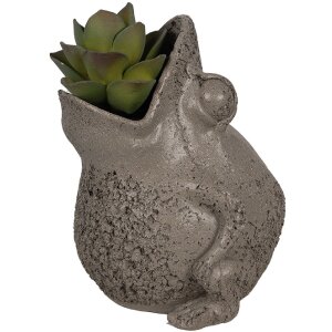 Clayre & Eef 6PR5059 Горщик для квітів Жаба прикраса 19x18x23см сірий