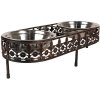 Clayre & Eef 6Y5430 Миска для тварин коричнева 43x18x12см 2х500мл