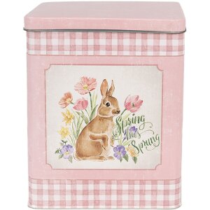 Clayre & Eef 6Y5508 Жестяная коробка Набор из 2 сине-розовых 21x15x25 18x13x22 см