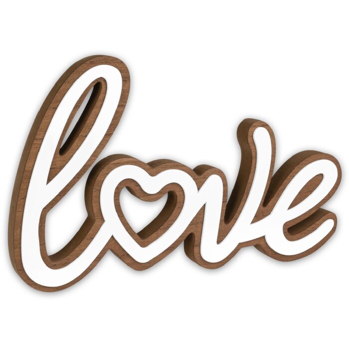 Деревяний декор "Love" коричнево-білий 30x20 см