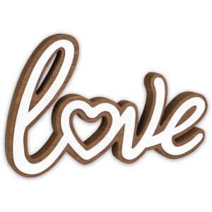 Деревяний декор "Love" коричнево-білий 30x20 см