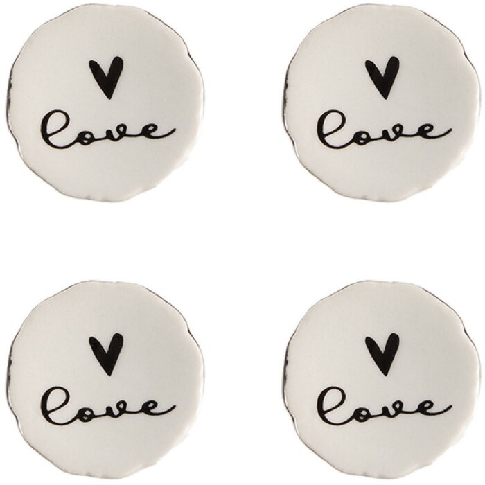 Clayre & Eef 65289 Дверная ручка Love White Black Ø 4x3/6 см