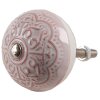 Clayre & Eef 65302 Дверная ручка керамическая розовая с цветочным узором Ø 4x3/6 см