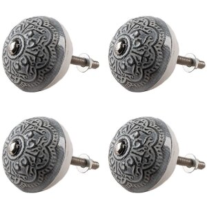 Clayre & Eef 65303 Дверна ручка Vintage Silver Ø 4x3/6 см Набір з 4 штук