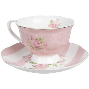 Кофейная чашка Clayre & Eef SWRKS с блюдцем 12x9x6 см...