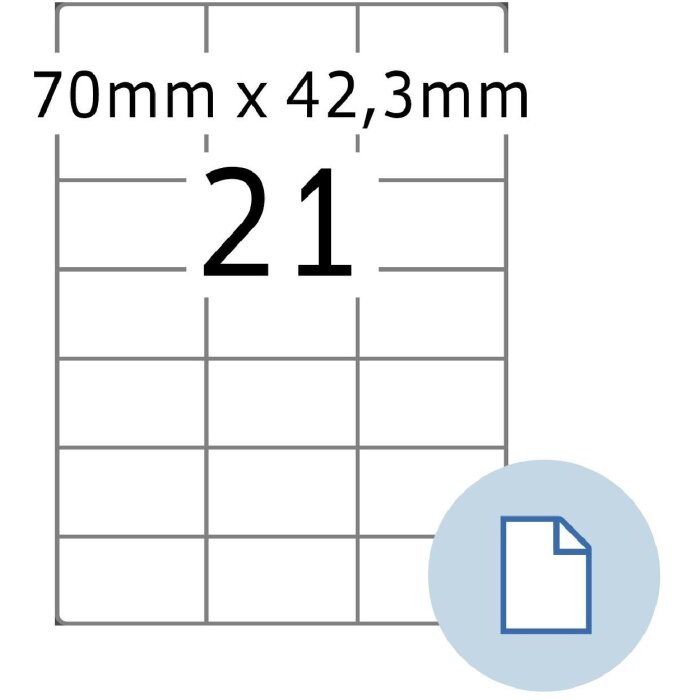 HERMA 8421 Етикетки для аркушів А4 папір білий 70x42,3 мм 500 аркушів/10500 етикеток