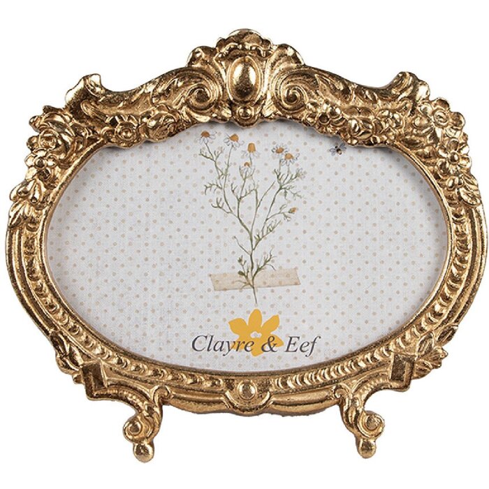 Фоторамка Clayre & Eef 2F1144 Золотий колір 17x2x15 см / 10x15 см овальна барокова
