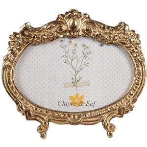Фоторамка Clayre & Eef 2F1144 Золотий колір 17x2x15 см / 10x15 см овальна барокова