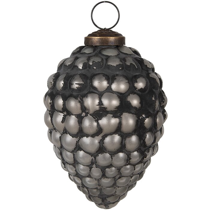 Clayre & Eef 6GL4688 Елочный шарик серый Ø 8x11 см