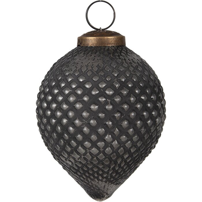 Clayre & Eef 6GL4689 Елочный шарик черный Ø 8x10 см