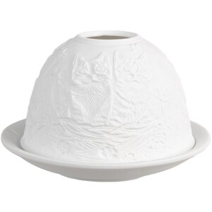 Clayre & Eef 6CE1808 Подставка для чайных ламп с изображением кошки Ø 12x8 см Белая