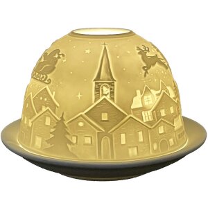 Підставка під чайник Clayre & Eef 6CE1820 Фарфоровий білий Ø 12x8 см Різдво