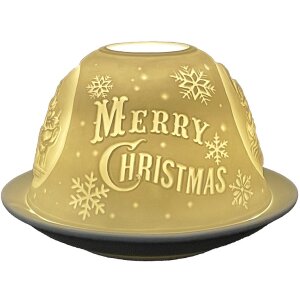 Clayre & Eef 6CE1822 Підставка під чайник Merry Christmas Ø 12x8 см Біла
