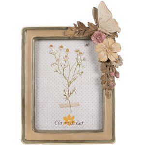 Clayre & Eef 2F1125 Фоторамка 15x3x23 см 10x15 см Бежевые цветы Бабочка