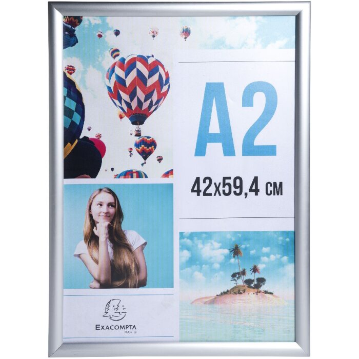 Exacompta 8294358D Рама для настінного плаката алюміній A2 Exacryl срібло