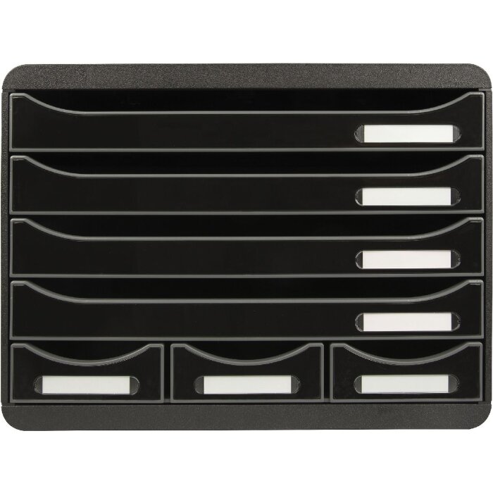 Тумба Exacompta 307714D STOREBOX 7 открытых ящиков черный глянцевый
