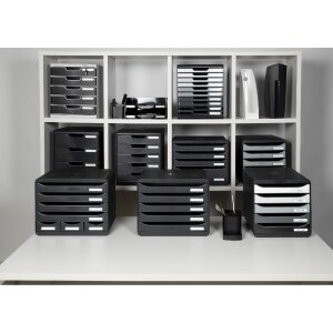 Тумба Exacompta 307714D STOREBOX 7 открытых ящиков черный глянцевый