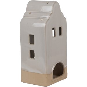 Clayre & Eef 6CE1791 Фарфоровый держатель для чайной лампы Дом бежевый 11x10x23 см