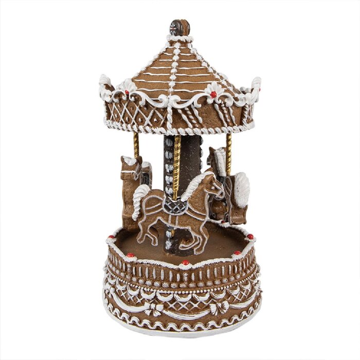 Clayre Eef Music Box Carousel Brown Christmas Decoration Gingerbread Style