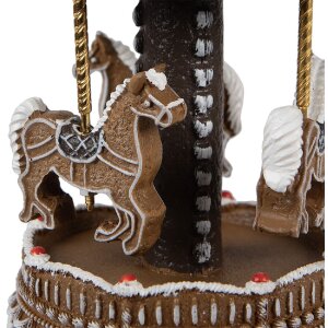 Clayre Eef Music Box Carousel Brown Christmas Decoration Gingerbread Style