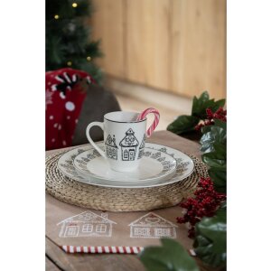 Clayre Eef GBB50 Корзина для хлеба Пряничный домик коричневая круглая хлопок Ø 15x16 см