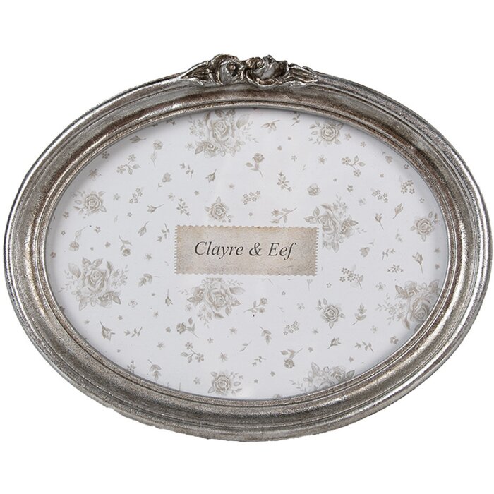 Фоторамка Clayre & Eef 2F1175 Срібляста овальна 18x3x13 см / 15x10 см