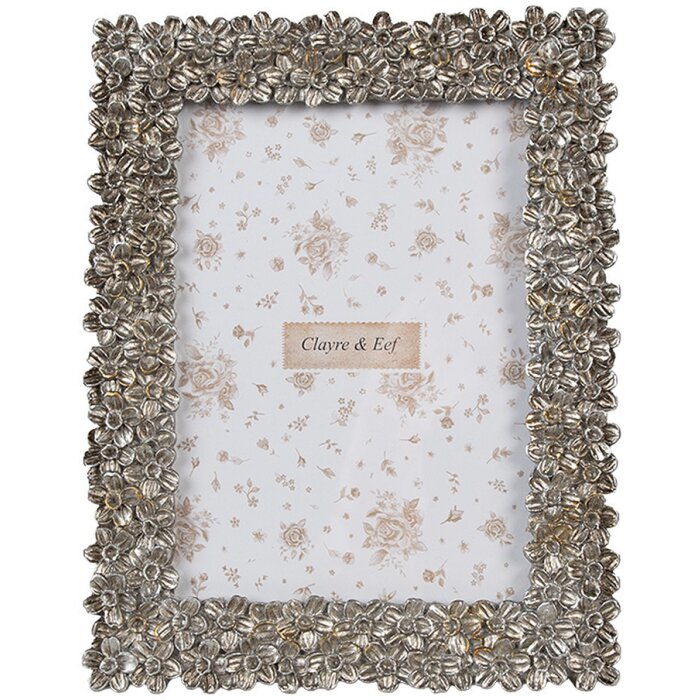 Clayre & Eef 2F1183 Фоторамка серебряного цвета 18x2x23 см Ретро-цветочный дизайн
