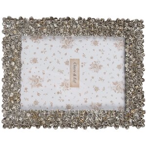 Clayre & Eef 2F1183 Фоторамка серебряного цвета 18x2x23 см Ретро-цветочный дизайн