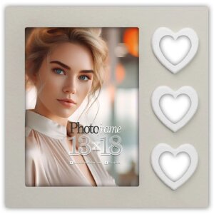 ZEP Деревяна фоторамка Merida Grey 10x15 см з малюнком серця