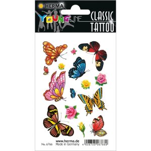HERMA Young Line Classic Tattoo Schmetterlinge und Rosen...