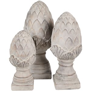 Clayre & Eef 6TE0545M Декоративний камінь шишка сірий Ø 14x33 см