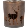Clayre & Eef 6GL4661 Підставка для чайника з оленем, коричневе скло Ø 9x10 см