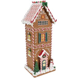 Clayre & Eef 6PR4250 Різдвяний будиночок коричнево-білий 17x14x40 см Полімерна смола