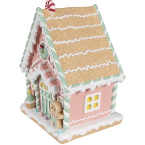 Clayre & Eef 6PR4263 Декоративный дом розовый 20x16x25 см полирезин Рождество