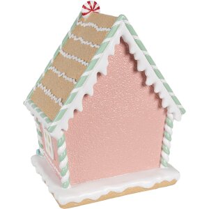 Clayre & Eef 6PR4263 Декоративный дом розовый 20x16x25 см полирезин Рождество