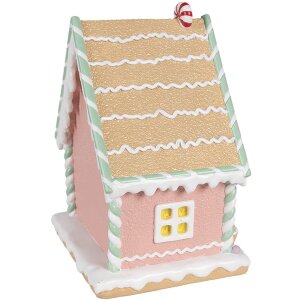 Clayre & Eef 6PR4263 Декоративный дом розовый 20x16x25 см полирезин Рождество