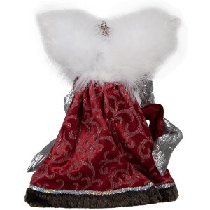 Clayre & Eef 65618 Декоративний ангел червоний білий 20x15x28 см текстиль на пластику