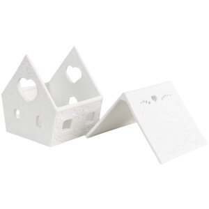 Clayre & Eef 6CE1740 Держатель для чайной лампы Дом фарфоровый белый 9x7x8 см